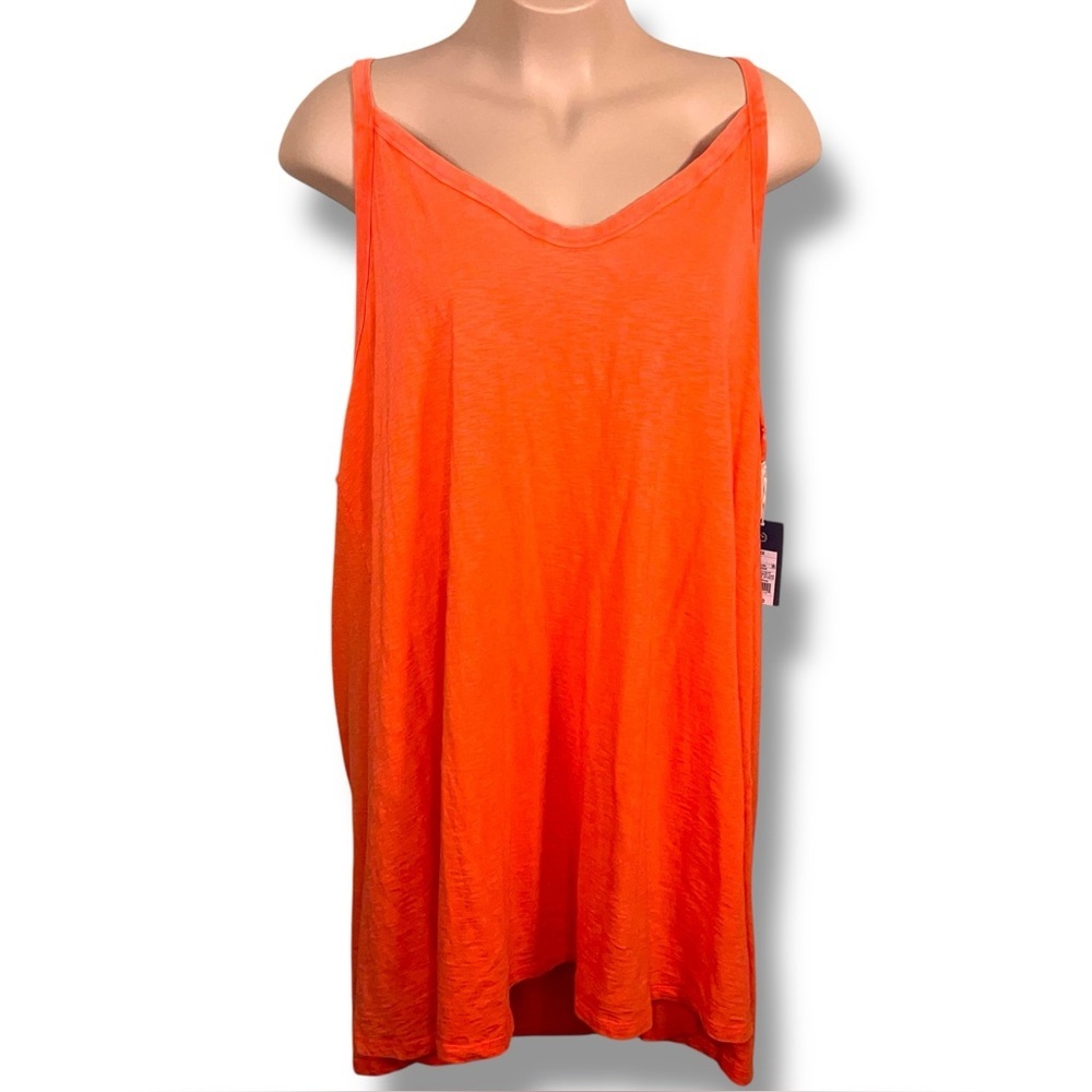 New 4x Universal Thread Orange Tank Dress Cotton Stretch Vneck Casual Vibrant